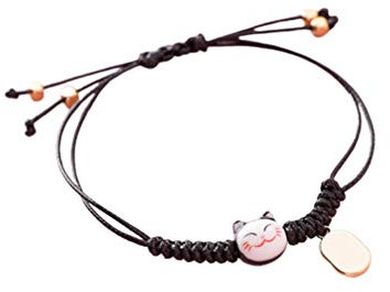 Holibanna Bracelet Bouddhiste Chaîne Rouge Bracelet Porte-Bonheur Chat Porte-Bonheur Mauvais Oil Et Bonne Chance pour La Prospérité Et Le Succès pour Le Cadeau d'anniversaire du Nouvel an (Noir)