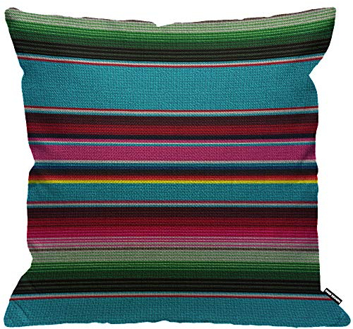 HGOD DESIGNS Kissenbezug mit mexikanischen Streifen, ethnischer Regenbogenfarben, gestreift, Cinco de Mayo, Heimdekoration, für Wohnzimmer, Schlafzimmer, Sofa, Stuhl, 45 x 45 cm