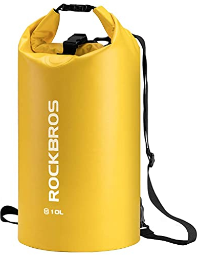 ROCKBROS Dry Bag Wasserdicht Packsack für Wassersport, Strand, Schwimmen Boot Kajak Rafting Segeln Outdoor, Gelb, 20L