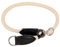 lionto Hundehalsband aus strapazierfähigem Nylon für Hundetraining, Länge 50 cm, 1 cm Dicke, Zugstopp Halsband für Hunde, Lederimitat mit Metallring & Anpassung durch stufenlosen Schieber, beige
