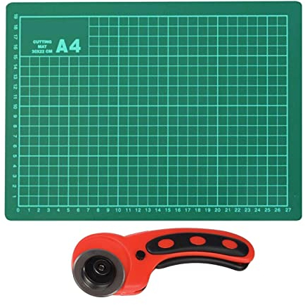 Dapetz ® A4 Cutting Mat Self Healing & Rotary Cutter 45mm Fabric Cutter Craft Cutting Board for Crafting, Quilting, Sewing, Patchworking 220mm x 300mm