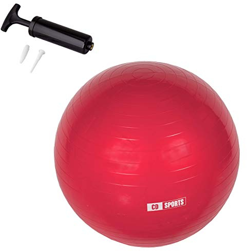 Calma Dragon Pilates Ball 55cm / 65cm / 75cm Durchmesser, Schwangerschaftsball, Fitball, inklusive Aufblasgerät, Großer Ball für Yoga, Gymnastik, Fitness (Rot, 55)