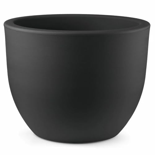 Veca Vaso FIORIERA in Resina EGGY Uovo Colore Grigio Antracite diam. 45 CM Made in Italy per Interno ed Esterno Foto Reale AMDGarden