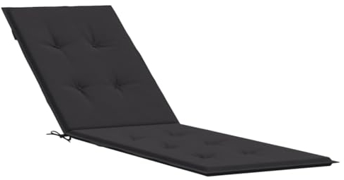 vidaXL Liegestuhl Auflage, Polster Auflage für Deckchair, Polsterauflage für Gartenliege, Liegenauflage Outdoor, Schwarz (75+105) x50x4cm