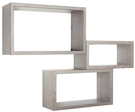 MODULARREDO | Set di 3 Mensole da Muro, Libreria Sospesa e Scaffale Parete in Rovere Grigio Nuovo - 45x27, 40x22 e 35x17 cm p15.5 - Made in Italy