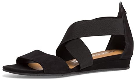 Tamaris Damen Riemchensandalen, Frauen Sandaletten,TOUCHit-Fußbett,offene Schuhe,Strandschuhe,Sandaletten,bequem,flach,Black Uni,38 EU / 5 UK