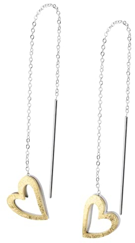 Ernstes Design Evia Ohrringe Durchzieher E590 Edelstahl Herz vergoldet Hänger