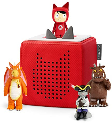 tonies Toniebox Bundle Incl. 1 Creative and 3 Characters: Zog, Highway Rat & More, Kids Gifts, Screen-Free Audiobooks and Kids Music Player, Early Learning Toys, Red