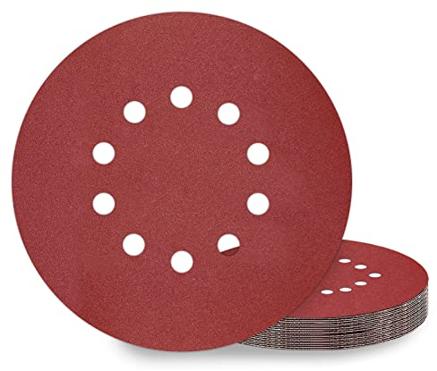 KONGMING 225mm sanding disc 10 Pcs 10 Hole Hook and Loop Grit P180 Sanding pads 9 inch sandpaper for Drywall Sander Long Neck Sander Sanding Giraffe