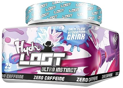 HYDRO LOOT - Ultra Instinct Hydration Game Booster / 25 Portionen ohne Koffein/Hydration Drink mit Vitaminen & Pflanzenextrakten / 150 g Energy Pulver