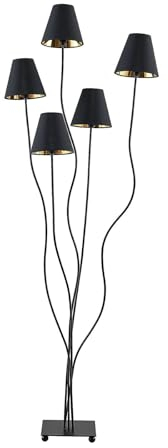Lindby Stehlampe 'Komalie' (Modern) in Schwarz aus Metall u.a. für Wohnzimmer & Esszimmer (5 flammig, E14) - Stehleuchte, Standleuchte, Floor Lamp, Wohnzimmerlampe, Wohnzimmerlampe