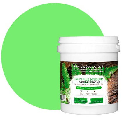 BOX DECO COULEURS Peinture murale naturelle écologique aspect satin intérieur Natura - 1 L, Vert Pistache