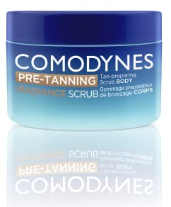 Comodynes Pre Tanning Radiance Scrub, Körperpeeling, bereitet die Haut vor und verlängert die Bräunung, spendet Feuchtigkeit und Glätte, mit Sheabutter und Kokosöl, für alle Hauttypen, 225 g