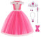 Foierp Vestito Bella Addormentata Costume Principessa Aurora Costume Bambina Deluxe con Accessori Halloween Carnevale Cosplay Compleanno Natale Festa Vestito