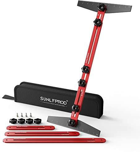 SUNLFPROD Stair Tread Template Tool - Solid Stair Tread Gauge, Shelf Layout Tool & Stair Tread Template Tool Jig, Stair Tread Measuring Tool, Suitable for Many Types of Layout Projects(Red Gray)