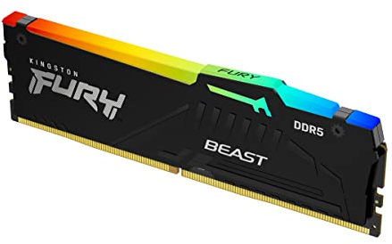 Kingston FURY Beast Negro RGB XMP 128GB 5200MT/s DDR5 CL40 DIMM Memoria gamer para Ordenadores de sobremesa Kit de 4 - KF552C40BBAK4-128