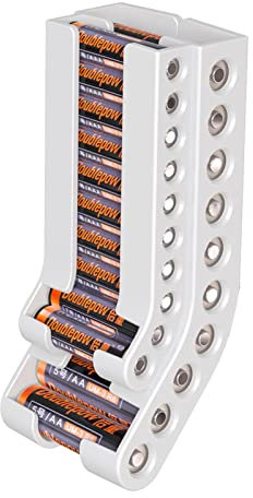 Wall Mounted Battery Organizer | Rack for 10 AA and 10 AAA Batteries, Battery Holder for Garage or Kitchen