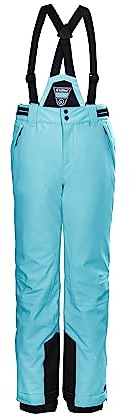 killtec Mädchen Skihose/Funktionshose mit abzippbarem Latz KSW 77 GRLS SKI PNTS, helltürkis, 152, 37258-000