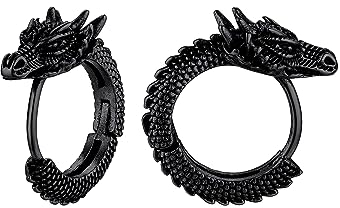 Richsteel Drachen Ohrringe Schmuck für Männer Frauen Runddraht Edelstahl Farbe Schwarz