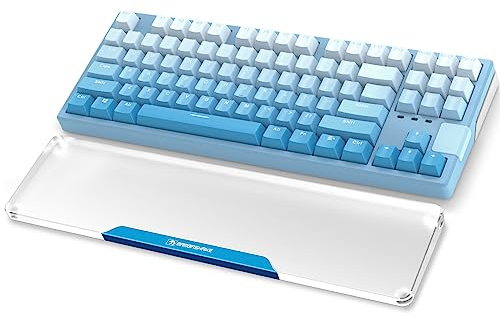 MAMBASNAKE Acrylic Wrist Rest - Reposamuñecas para Teclado de 80% TKL 87 Teclas, Acrílico Transparente Custom, Patas de Goma Antideslizantes, Ergonómico para Oficina/Juegos/Laptop/Notebook - Azul