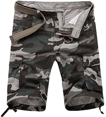 Cargohose Herren Beige Arbeitshose Herren Winter Gefüttert Herren Mode Casual Plaid Camouflage Multi Pocket Reißverschluss Schnalle Cargohose Outdoor Shorts Tooling Shorts Cargo Arbeitshose Herren