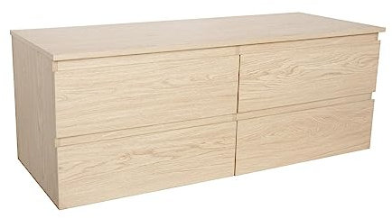 MOB-IN Meuble Double Vasque 120cm avec Plan Bois Sorrento Décor chêne
