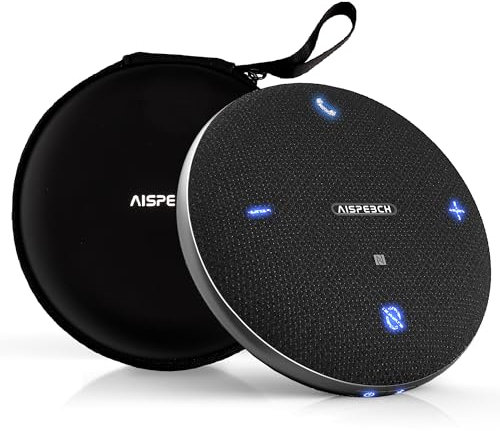 AISPEECH M4 - Vivavoce Bluetooth per conferenze, microfono per conferenze con riduzione del rumore AI, trascrizione AI full-duplex, USB, pickup vocale a 360°, altoparlante per conferenze, casa,