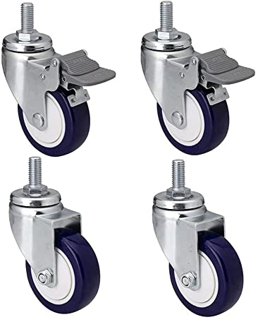 Bürorollen Plattenrollen 25 Zoll 3 4 Hochleistungsrollen mit Gewinde Möbelrollen (4 Zoll, 2 Bremsen + 2 Drehgelenke)