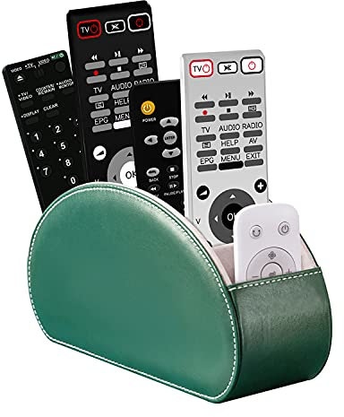 SANQIANWAN Fernbedienungshalter für Aufbewahrungsbox aus PU-Leder, Fernbedienungshalter mit 5 Fächern für TV-Receiver, DVD, Schreibtisch, Stift, Küche, Badezimmer, Make-up (Grün)