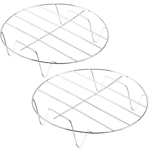 Estante de vapor, paquete de 2 placas redondas de acero inoxidable de grado alimenticio de 7 pulgadas para cocinar al vapor, enfriar y asar cocinar en la cocina y al aire libre (18 cm)
