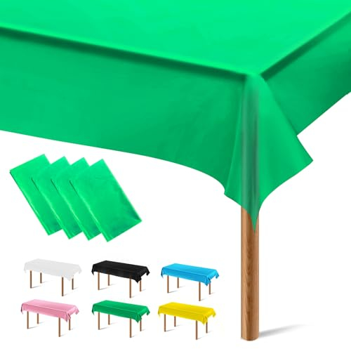Segus Einwegtischdecken, 4 Stück Tischdecke Dunkelgrün, Tischdecke Rechteckig, Outdoor Tischdecke, Plastiktischdecke für Hochzeit, Party, Kindergeburtstag (137 * 274)