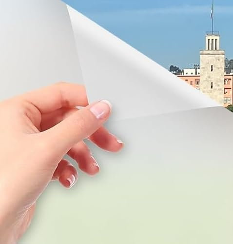 Pellicola per Vetri Finestre (60x200cm) MOLTE MISURE GRANDI Satinata Opaca Autoadesiva NO Colla Anti UV Pellicola smerigliata per vetri finestre privacy Facile Applicazione Box Doccia Statica