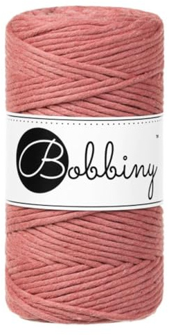 BOBBINY 3mm Makramee Garn Regular 100m weiches Baumwollgarn für DIY & Deko, Farbe:Peony