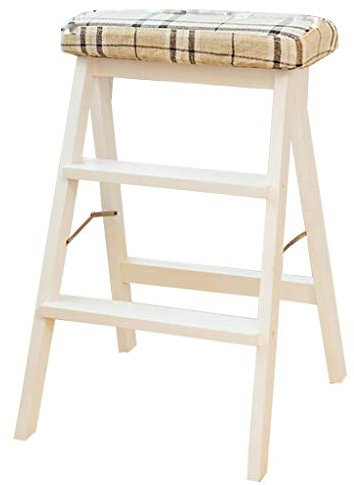 GLJTUO Tabouret d'escalade D'Intérieur, Tabouret À 3 Marches, Chaise D'Escalier Pliante, Escabeau d'escalade en Bois Massif, pour Salon/Balcon/Cour/A (C)