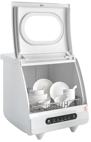 800W Mini Geschirrspüler Tischgeschirrspüler mit 5 Programme, Tragbarer Freistehender Geschirrspüler für Wohnungen, Schlafsäle, Camping, 45x45x38 cm Mini Spülmaschine (Waschtemperatur: 72℃)