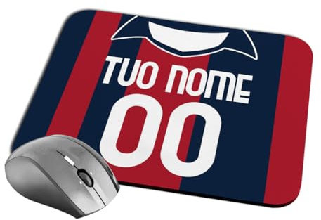 quickgadget Idea Regalo Tappetino Mouse Pad per Tifoso Bologna - Personalizzato con Nome e Numero - Perfetto per Ufficio e Gaming