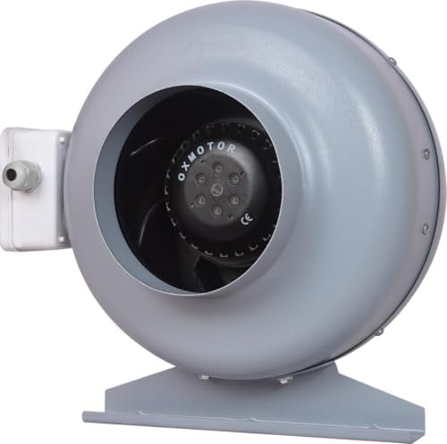 OXBERG Ventilatore centrifugo per condotto in linea per scarico HVAC, circolazione dell'aria, coltivazione idroponica, tende, cantine, bagni, cucine (125 mm, CM125)