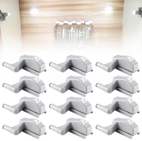 Scharnier LED-Licht, 2024 Upgrade Scharnier LED Sensor Licht, Universal Schrank Hinge LED Sensor Light Kleiderschrank LED Scharnier Licht für zu Hause Küche Wohnzimmer Schlafzimmer (Kaltweiß, 12Stück)
