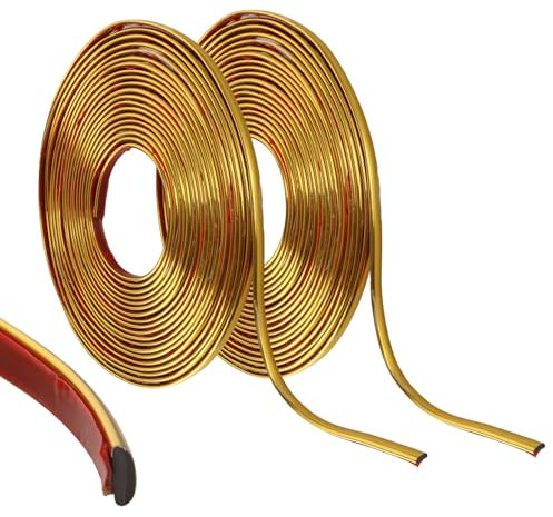 ZOFUN 2 ×10M Gold Zierleisten Selbstklebend Zierleiste, 8MM Deckenleisten selbstklebend, Zierleisten wand Gold, Stuckleisten Wand for flexible Spiegel, Wand, Decke, Boden, Schrank, Fliesen, Kanten