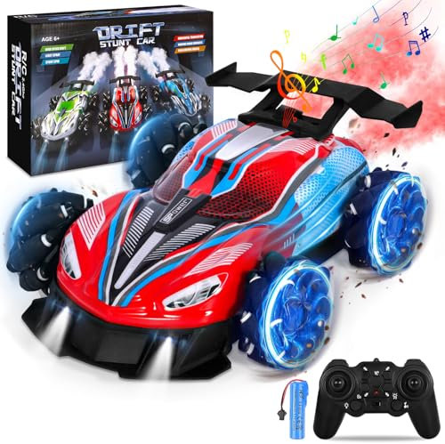 AQXONG Coche de Control Remoto 1:16, Rotación de 360°, 20Km/h Tracción en Las 4 Ruedas Coche RC de 2.4 GHz con Luz Música Pulverización, Regalo Ideal para Niños y Niñas de 4 5 6 7 8 9 Años