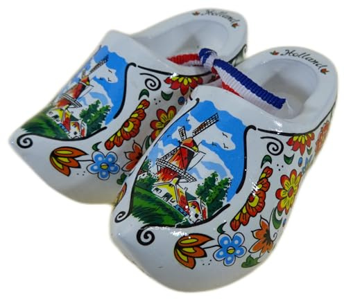 2er Set Deko Holland Clogs Windmühle 10 x 5 x 5 cm Blumen Holz Klumpen Figur Deko Halle GMTX 5501