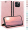 HUOUH für iPhone 13 Pro 6.1 Hülle mit RFID Schutzhülle aus Lederhülle Handyhülle,Kartenfach Leder ständer Handy hülle,360 Grad Schutz Cover für Apple 13 Pro Klapphülle Wallet Case Roségold