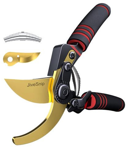 JiveSnip Premium Gartenschere aus mit einstellbarer Öffnungsgröße – Professionelle Bypass-Gartenschere für Pflanzen, Hecken und Blumen(Enthält Schere + Klinge)
