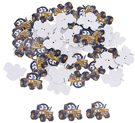 NUOBESTY Holzknöpfe Mit Feiner Kante Traktor-schnitzerei Für Scrapbooking Und Mode Für Näh- Und Dekorationsbegeisterte