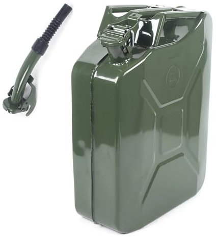DGOINGPI Bidon Essence Bidon d'essence en métal Vert de 20l, avec bidon de Carburant et système de Bec verseur, bidon Diesel Réservoir de Carburant Portable