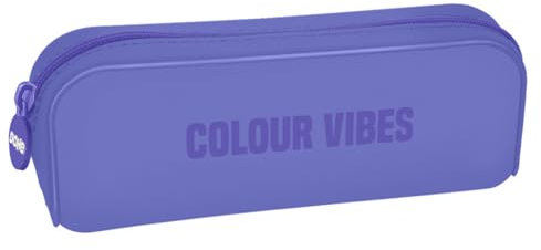 DOHE - Astuccio semplice in silicone - 1 scomparto con cerniera, portapenne rettangolare multiuso, morbido al tatto, dimensioni 20 x 6 x 8 cm - Colour Vibes Viola, Viola, 20x6x8 cm, Semplice (1