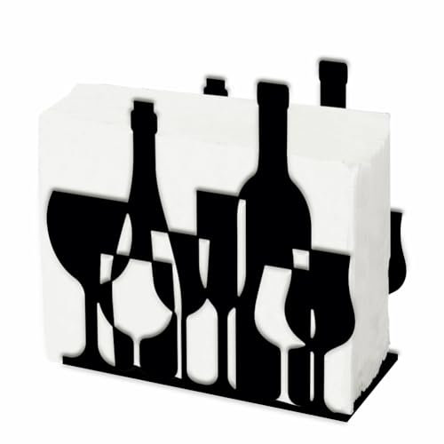 SUPERDANT Wine and Glasses Napkin Holder for Tables Modern Art Metal Napkin Dispenser for Kitchen Tabletop Wine Tissue Stand Metal Cloth Napkins Holders for Restaurants Hotel Home Party Decor