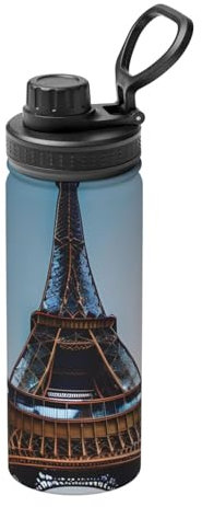 Bouteille d'eau en acier inoxydable avec imprimé Tour Eiffel de Paris sans BPA Double paroi isotherme 532 ml