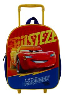 Disney Cars Lightning McQueen Kinder Trolley Kinderkoffer Weichgepäck Polyester 35,5 x 24 x 13,5 cm - verstellbare und fixierbare Teleskopstange, rot/blau
