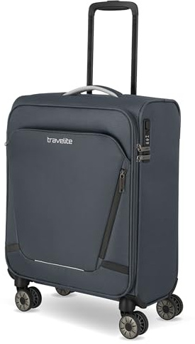 Travelite 4-Rad Handgepäck Koffer Jetpack 55x40x20 cm, 1,9 kg, Ultraleicht | für Ryanair & Condor, 4-Rollen Kabinentrolley aus Polyester mit Aufsteckfunktion & Zahlenschloss, Weichgepäck